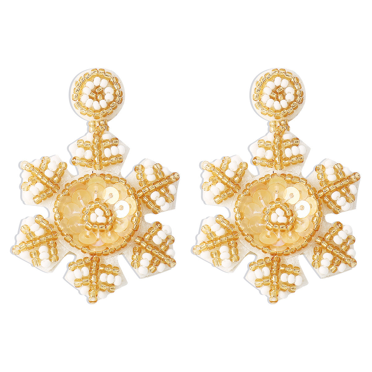 Wholesale Christmas Snowflake Beaded Sequin Earrings